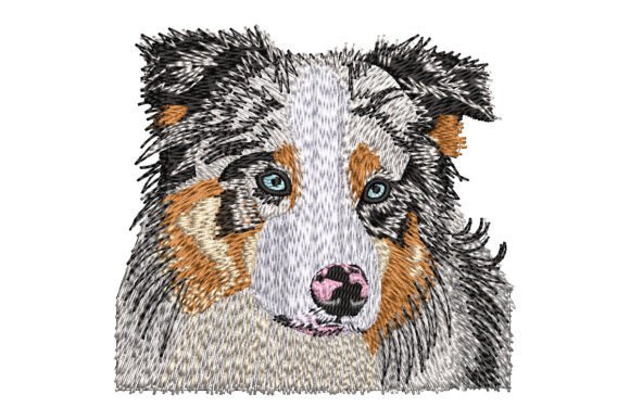 Australian Shepherd Embroidery Design for Business Merch