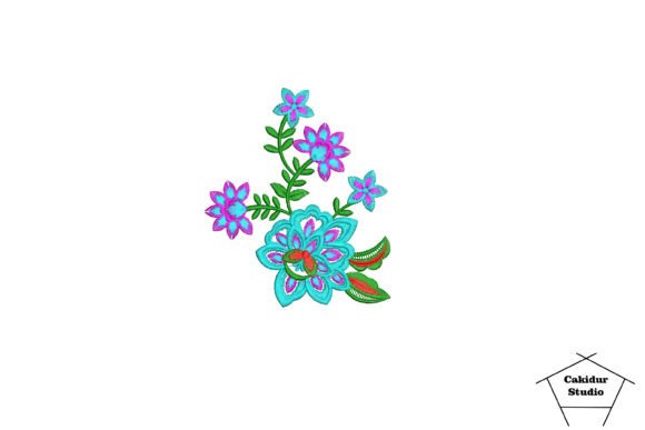 Cyan Petals Flowers: Soft Embroidery for Handmade Gifts