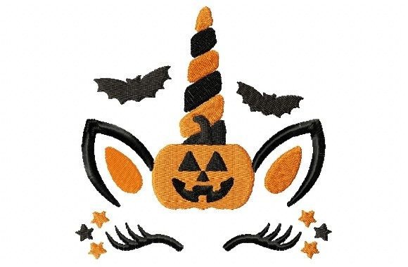 Pumpkin Unicorn: A Playful Embroidery Design for Apparel