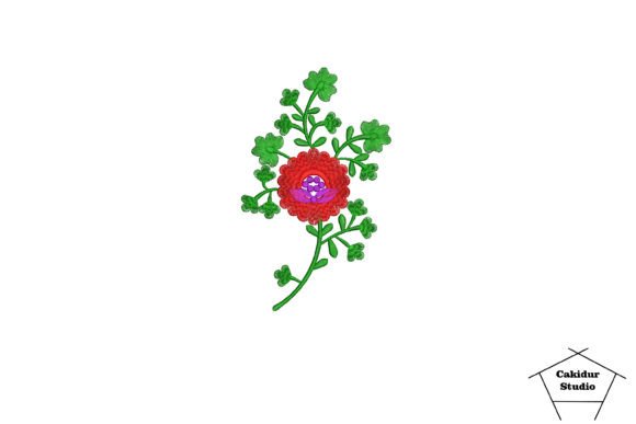 Red Purple Flower Embroidery for Boutique Apparel Projects